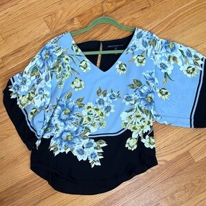 White House Black Market Blue Floral Blouse